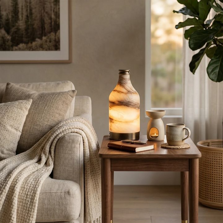 Wine Bottle Alabaster Table Lamp - view 6 | Woorglamp