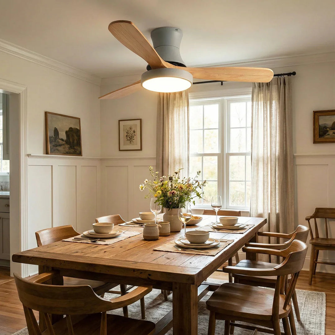 Wooden Three Blade Ceiling Fan Lights - view 3 | Woorglamp