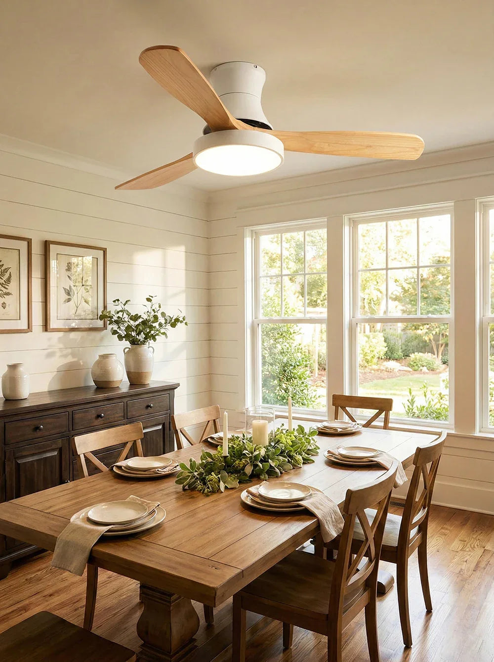 Wooden Three Blade Ceiling Fan Lights - view 13 | Woorglamp