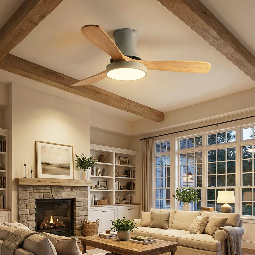 Wooden Three Blade Ceiling Fan Lights - view 9 | Woorglamp