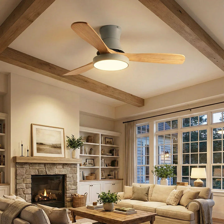 Wooden Three Blade Ceiling Fan Lights - view 9 | Woorglamp