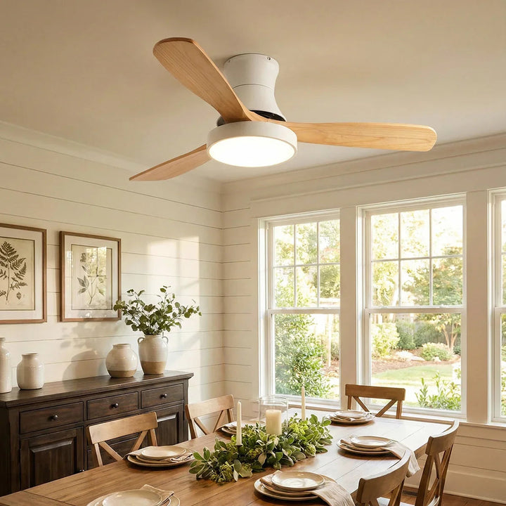 Wooden Three Blade Ceiling Fan Lights - view 7 | Woorglamp